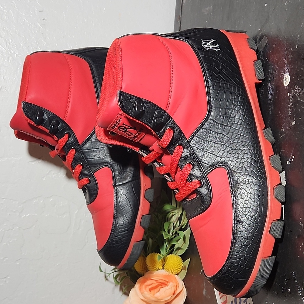 PARISH NATION Red Black Sneaker Boot 9.5 - Picture 6 of 14